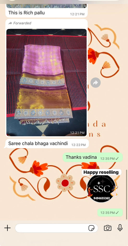 Semi Benarasi with pearl and Kundan work at border